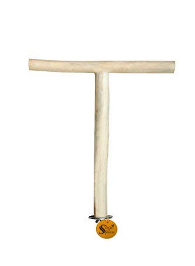 Sage Square Natural Cage Mountable Wood T Perch for Birds, Cage Accessory Toy (6 Inches) - Image 1